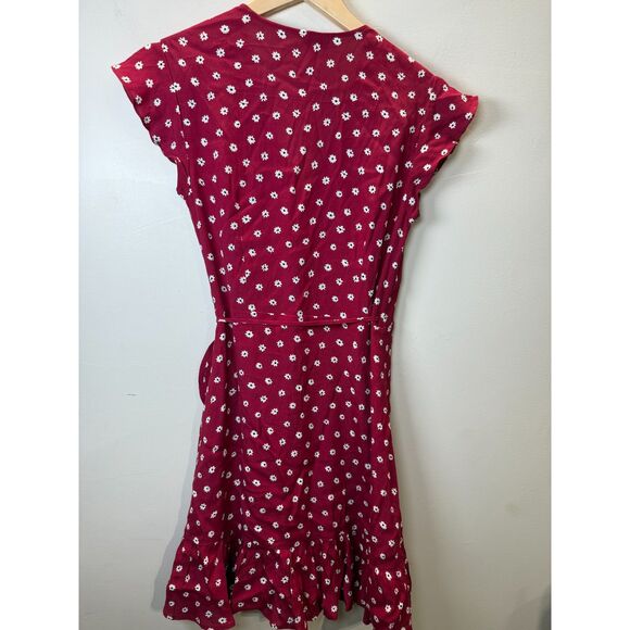 Rails Women's Size XS Red Koreen Wrap Mini Dress Floral V Neck - Picture 4 of 7